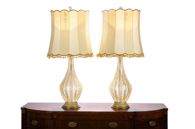 PAIR OF VINTAGE MURANO GLASS TABLE LAMPS