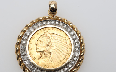 PENDANT WITH COINS gold 900/1000 2½ dollars 1912 USA gross weight approx. 10.6 grams.