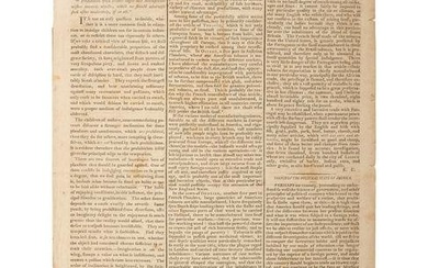 [POLITICS]. Gazette of the United States. NO. XXXIII. New York: John Fenno, 5 August 1789. Editorial