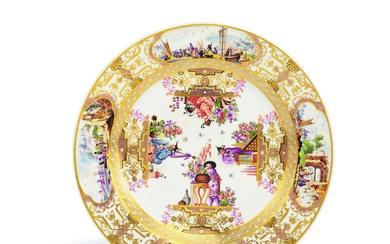 PORCELAIN PLATE WITH CHINOISERIES AND MERCHANT NAVY SCENE