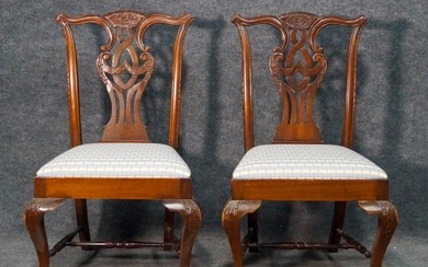 Pair Chippendale Style Side Chairs