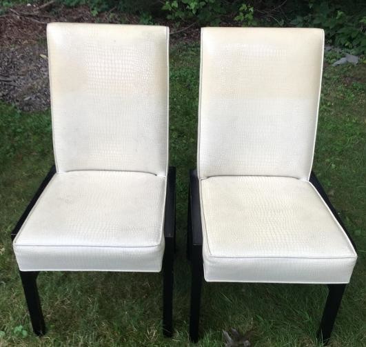 Pair Contemporary Faux Leather Parsons Chairs