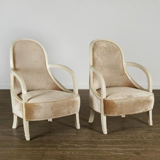 Pair French Deco style lacquered fauteuils