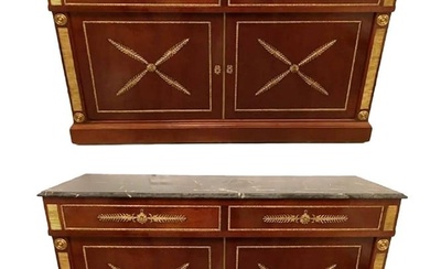 Pair Of Russian Neoclassical Style Cabinets or Commodes Marble Top