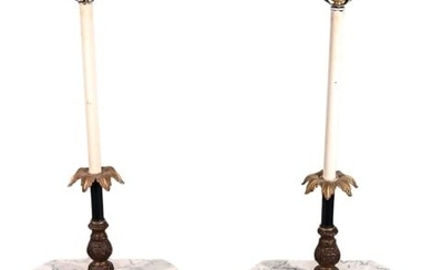Pair Regency Style Marble Standing Lamp Tables