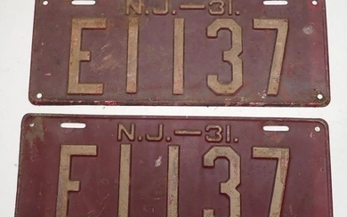 Pair of 1931 NJ License Plates