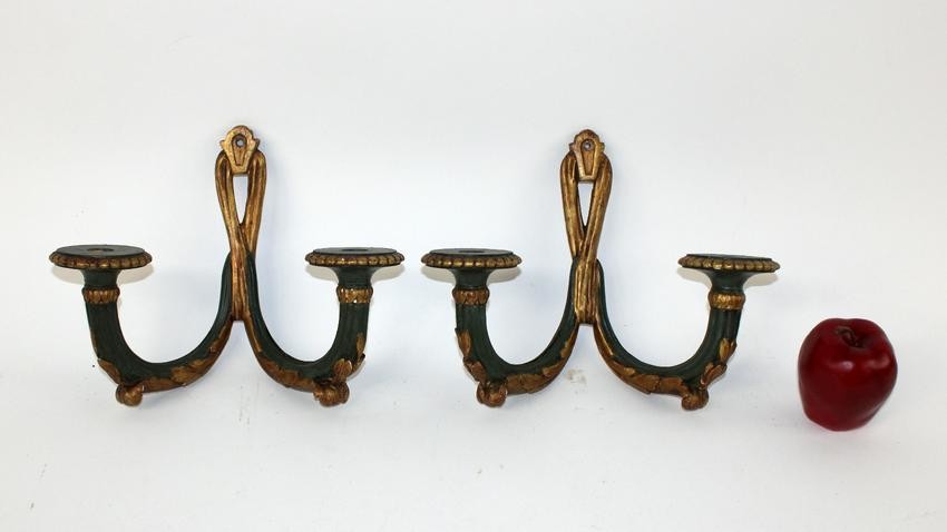 Pair of French Empire giltwood sconces