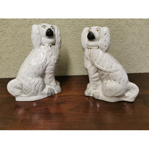 Pair of Staffordshire ceramic dogs {34 cm H x 30 cm W x 16 c...