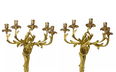 Pair of bronze sconces. The turn of the 19th and...