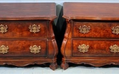 Pair of contemporary mahogany 2 drawer night stands