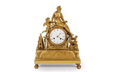 Pendule de table d'époque Empire en bronze doré au mercure, d'après les dessins de Claude...