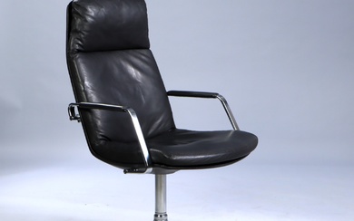 Preben Fabricius & Jørgen Kastholm. High-back armchair, model FK 86, black leather