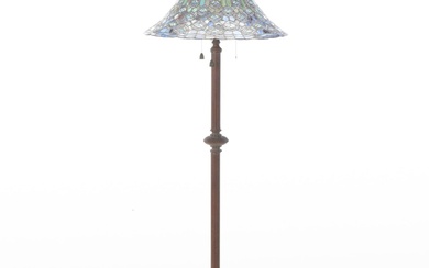 Quoizel Collectibles Peacock Feathers Slag Glass Floor Lamp, Late 20th C
