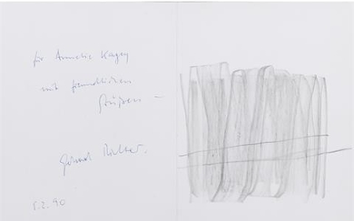 RICHTER, GERHARD (geb. 1932), Autogrammkarte mit Skizze