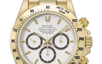 ROLEX. A RARE AND ATTRACTIVE 18K GOLD AUTOMATIC CHRONOGRAPH WRISTWATCH...