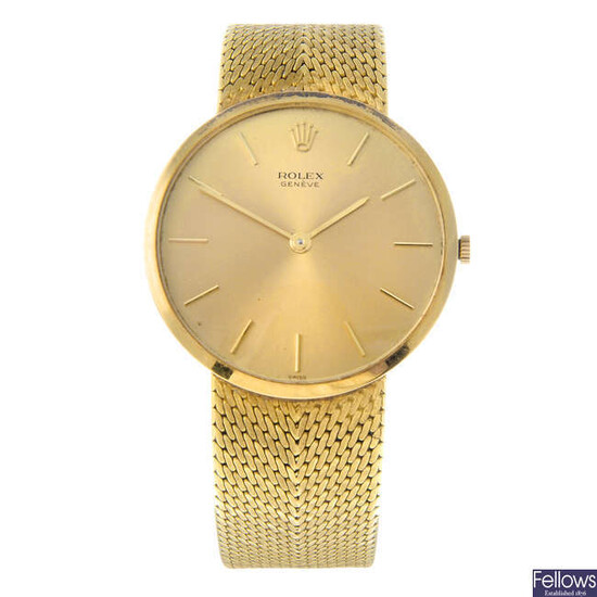 ROLEX - a gentleman's 18ct yellow gold bracelet watch.