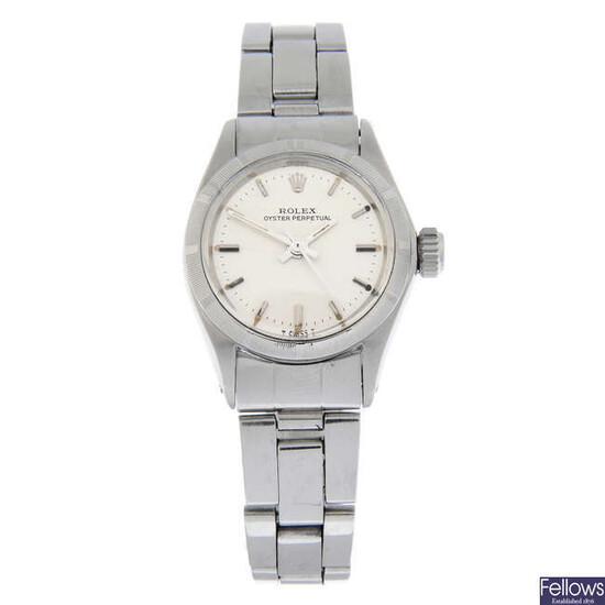 ROLEX - a stainless steel Oyster Perpetual bracelet watch, 25mm.