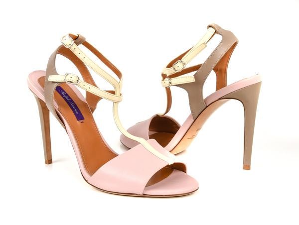 Ralph Lauren Shoe Tri Color High Heel T Strap Sandal