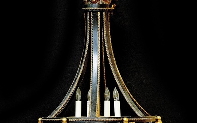 Regency Style Wrought-Metal and Brass Chandelier
