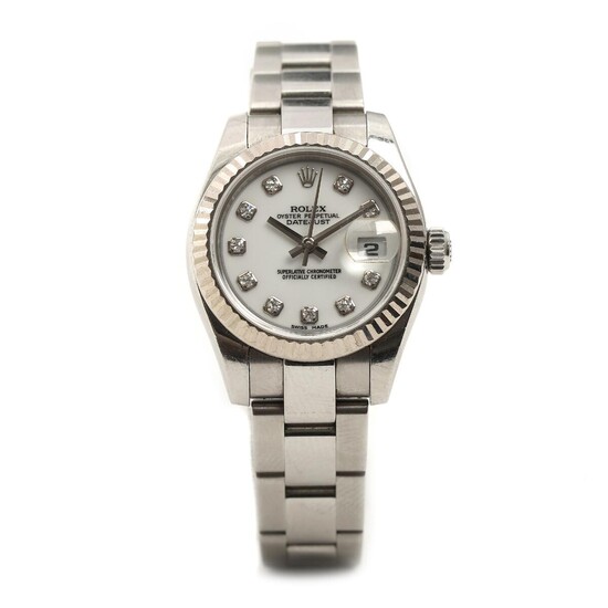 NOT SOLD. Rolex: A lady's diamond wristwatch of steel. Model Datejust, ref. 179174. Case diam. 26 mm. 2007. – Bruun Rasmussen Auctioneers of Fine Art