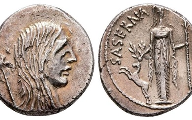 Roman Imperatorial, L. Hostilius Saserna, Rome, 48 BC. AR Denarius...