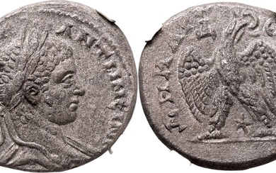 Roman Provincial: Seleucis and Pieria, Antioch Elagabalus AD 219 BI Tetradrachm NGC AU Strike: 4/5 Surface: 3/5
