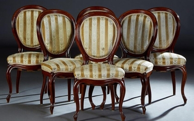 Set of Six French Louis XV Style Carved Mahogany Dining