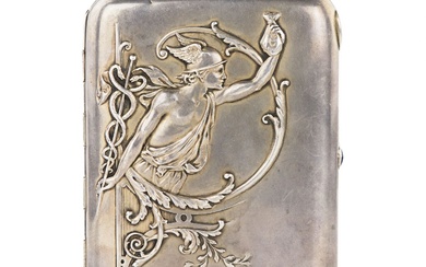 Silver cigarette case Mercury. Russian Empire, Moscow, 1908-1913.