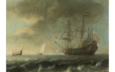 Simon Jacobsz. de Vlieger, um 1600 Rotterdam – um 1653 Weesp, PRACHTVOLLER DREIMASTER AUF HOHER SEE