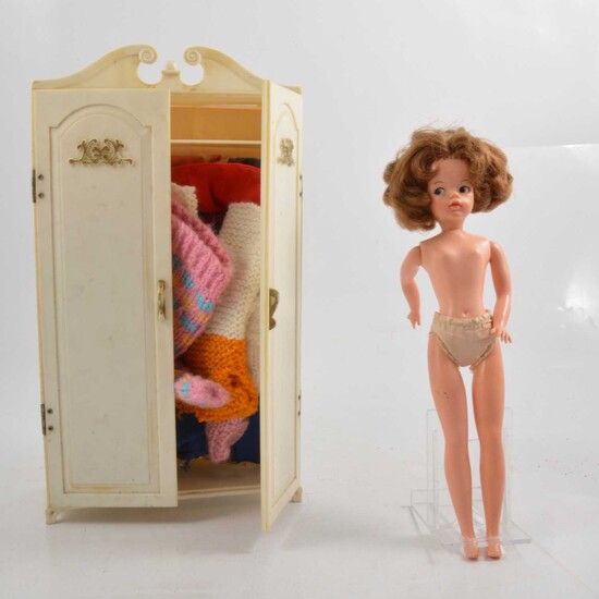 Sindy doll with wardrobe, Sindy and homemade clothes.