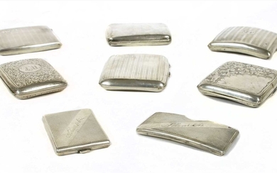 Six silver cigarette cases