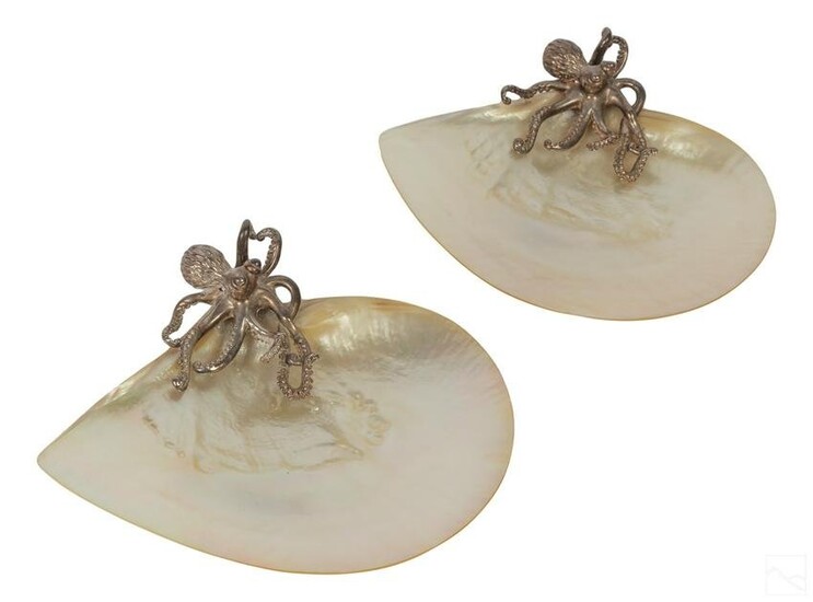 Sterling Silver Mother Pearl Octopus Shell Dishes