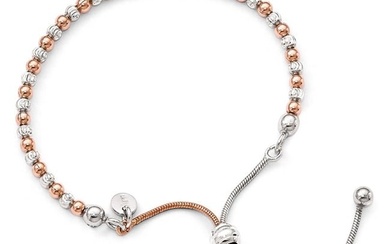 Sterling Silver Rose Gold-plated D/C Adjustable Bracelet