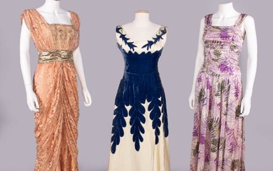 THREE EVENING OR THEATRICAL DRESSES, 1940s
