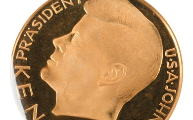THREE PRESIDENT JOHN F. KENNEDY GERMAN .900 GOLD COMMEMORATIVE COINS 'WIR ALLE HABEN IHN VERLOREN,' 1963