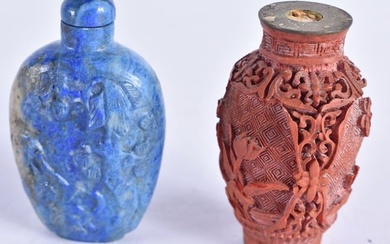 TWO 19TH/20TH CENTURY CHINESE CARVED SNUFF BOTTLES Late Qing. Largest 5.5 cm x 3.25cm. (2)