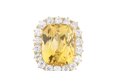 Theodore B. Starr, Yellow sapphire and diamond brooch, late 19th century