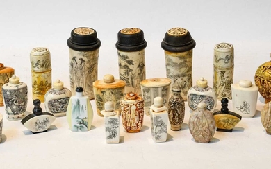 A group of 20th century Oriental bone and resin...