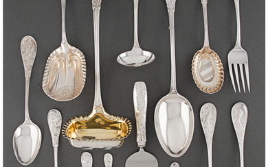 Thirty-Piece Tiffany & Co. Audubon Pattern Silver Place and Serving Pieces (designed 1956)