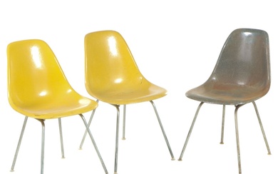 Three Herman Miller Fiberglass Shell Chairs, 1970s