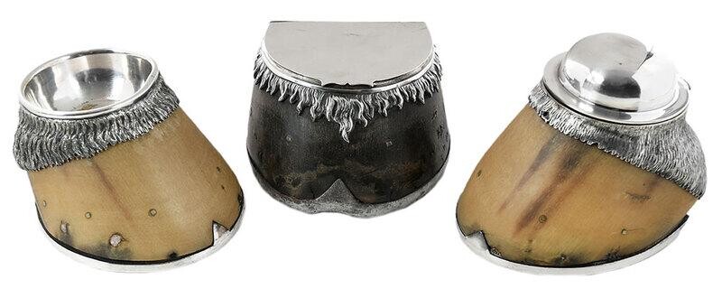 Three Hoof Boxes with Silver Mounts