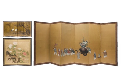 Three Japanese Floor Screens, Meiji/Taisho Period (1868-1926)