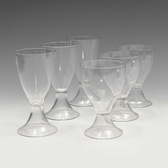 Three large wine glasses and tree tall glasses (6x) of...