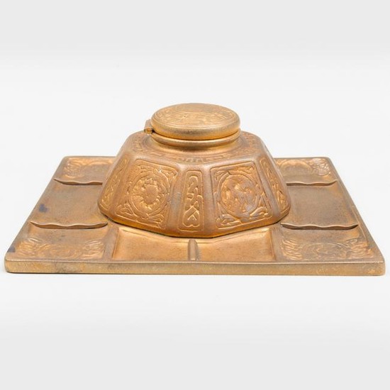 Tiffany Studios Gilt-Bronze 'Zodiac' Inkstand and Tray