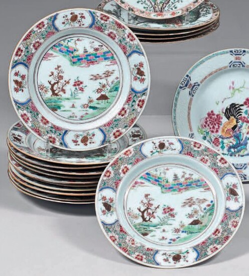 Twelve china plates. Qianlong