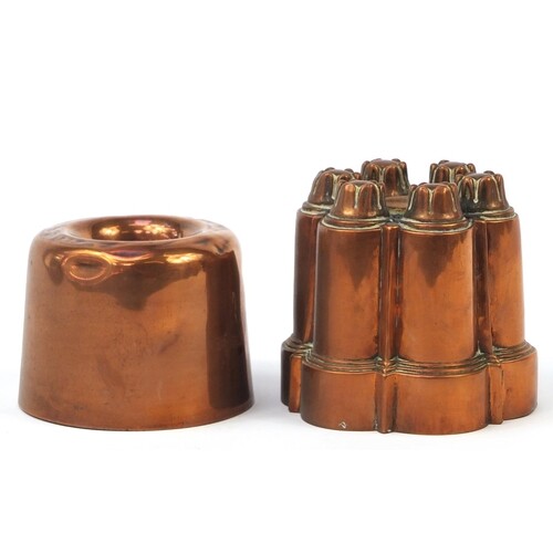 Two 19th century copper jelly moulds, the largest 13cm high