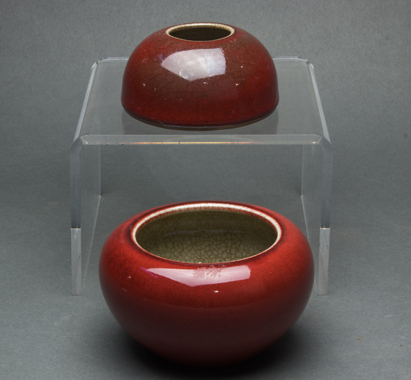 Two Chinese oxblood porcelain ink or water coupes