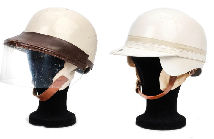 Two Herbert Johnson racing helmets, 1950s-60s