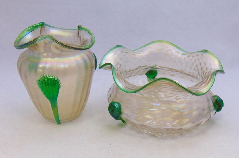 Two Kralik art glass vases
