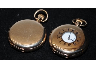 Two quality Swiss 15 Jewel gold plated pocket watches. Half ...